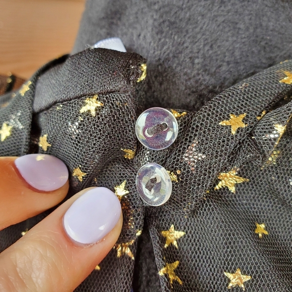 NWT POPSUGAR “Lucky Star” Black Metallic Gold Stars Keyhole Back Dress Medium - Picture 13 of 17